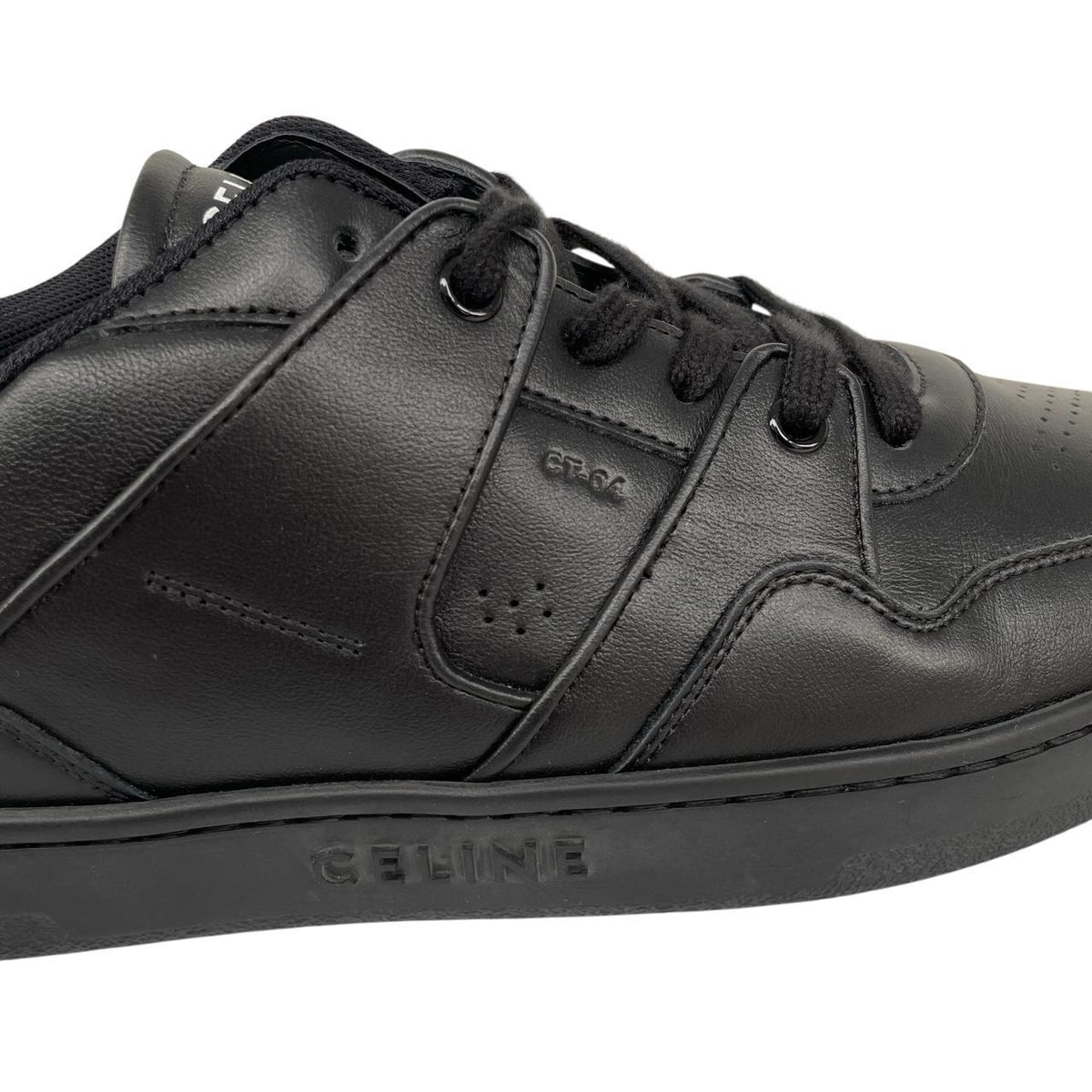 CELINE black trainers smooth calfskin leather with logo detail and original dust bags.