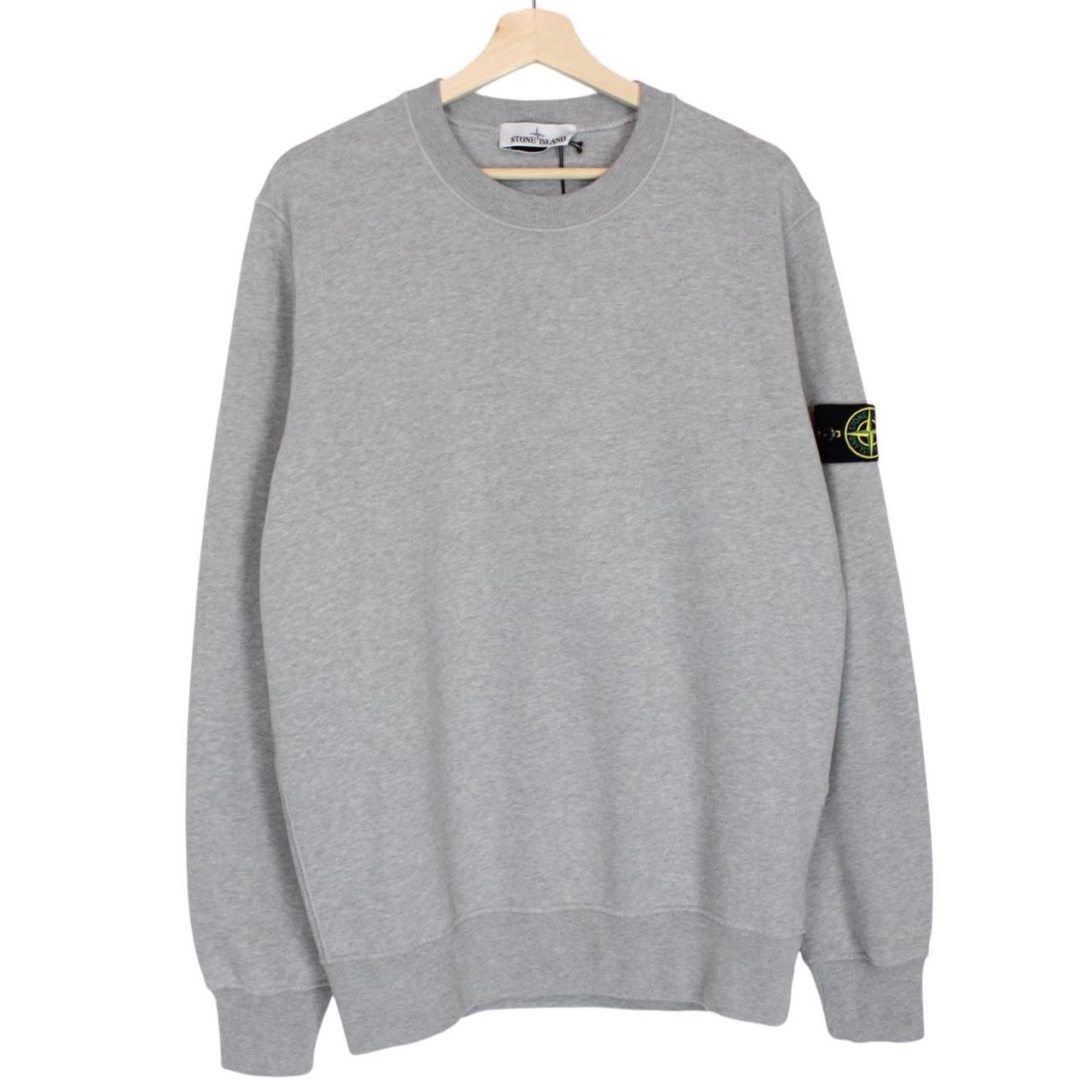 Stone Island AW 2022 Grey Cotton Crew Neck Sweatshirt Jumper