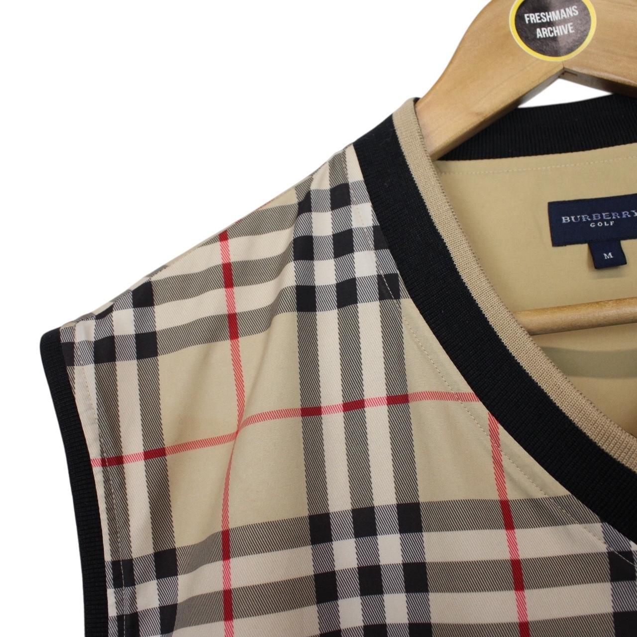 Vintage Burberry Golf Beige and Black Nova Check Pullover Vest Jacket