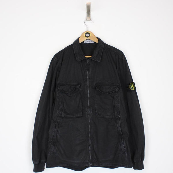 Stone Island SS 2019 Black Full Zip Cotton Overshirt Jacket