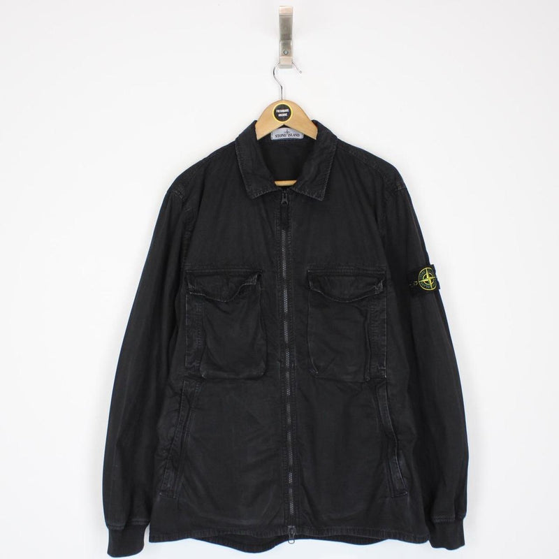 Stone Island SS 2019 Black Full Zip Cotton Overshirt Jacket