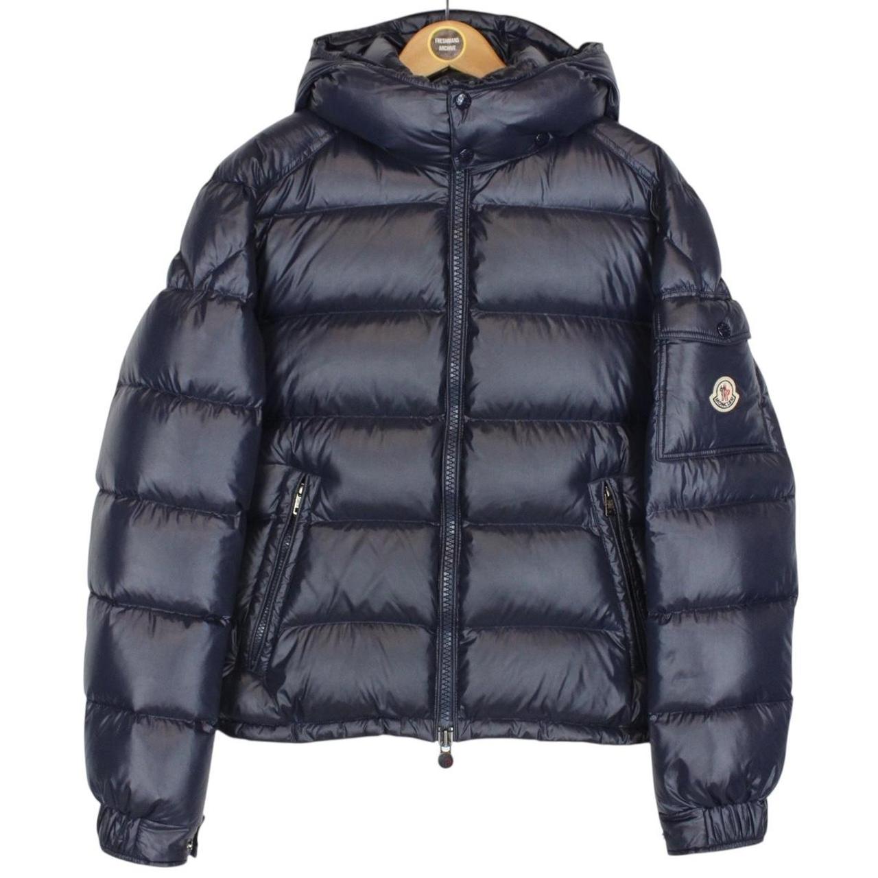 Moncler Maya Navy Blue Full Zip Hooded Down Puffer Jacket