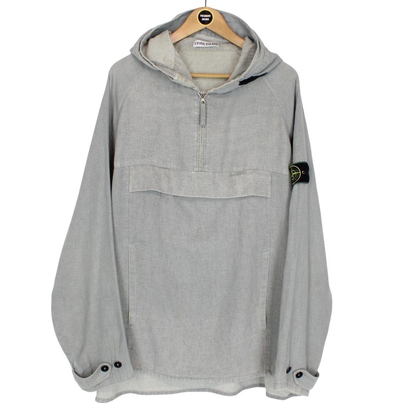 Vintage Stone Island SS 1999 Grey Green Edge Badge Hooded Cotton Smock