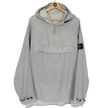 Vintage Stone Island SS 1999 Grey Green Edge Badge Hooded Cotton Smock