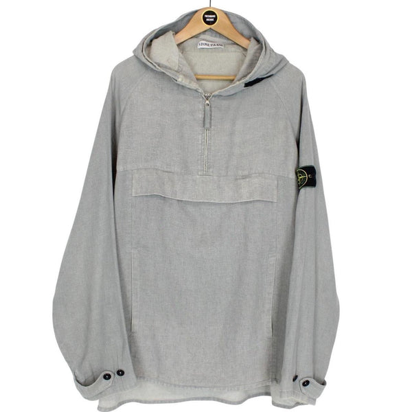 Vintage Stone Island SS 1999 Grey Green Edge Badge Hooded Cotton Smock