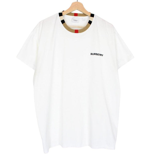 Burberry White and Tan Brown Jayson Nova Check Short Sleeve T-Shirt