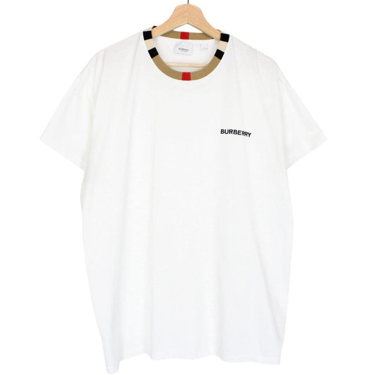 Burberry White and Tan Brown Jayson Nova Check Short Sleeve T-Shirt