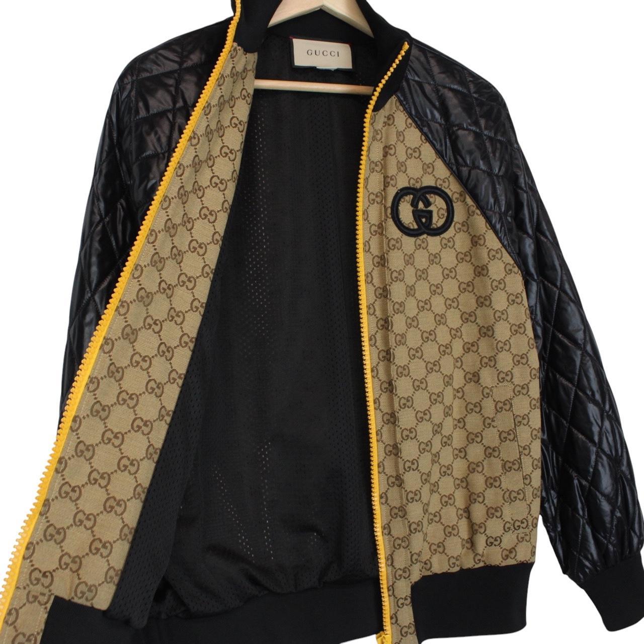 Gucci Beige and Black GG Monogram Full Zip Canvas/Nylon Jacket