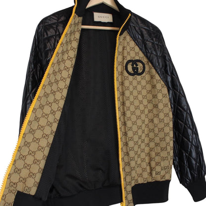 Gucci Beige and Black GG Monogram Full Zip Canvas/Nylon Jacket