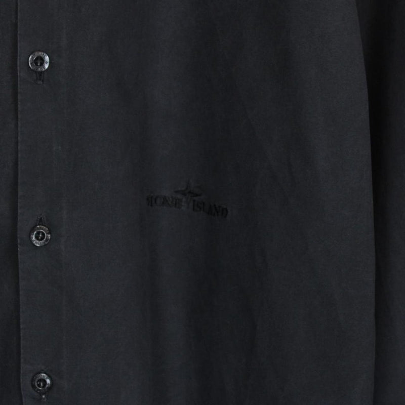 Vintage Stone Island AW 2003 Black Long Sleeve Cotton Logo Shirt