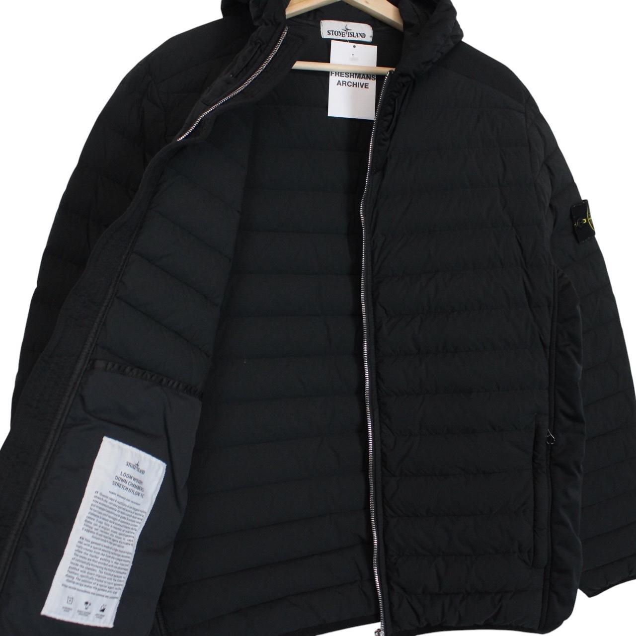 Stone Island AW 2020 Black Loom Woven Chambers Stretch Nylon TC Down Jacket