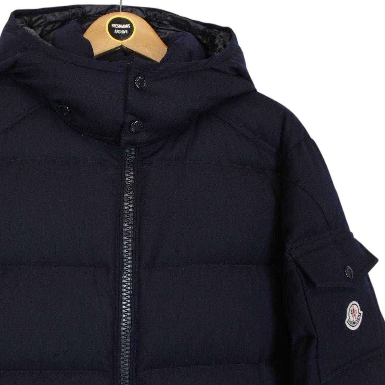 Moncler Montgenevre Navy Blue Full Zip Hooded Wool Down Jacket