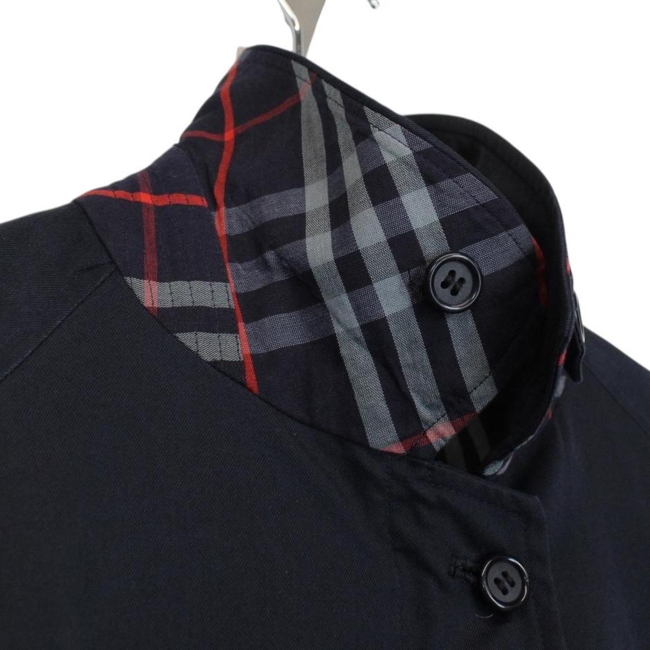 Vintage 90s Burberry Navy Blue Nova Check Full Zip Harrington Jacket