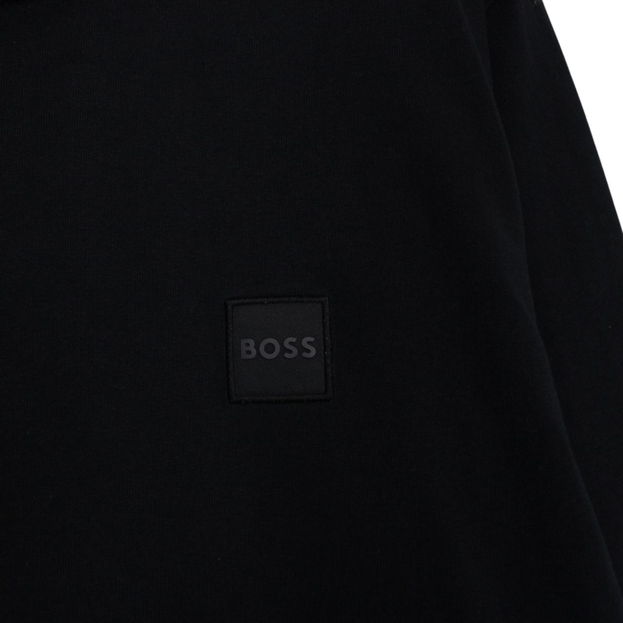 Hugo Boss black pocket t-shirt with logo patch, long sleeve, cotton material.