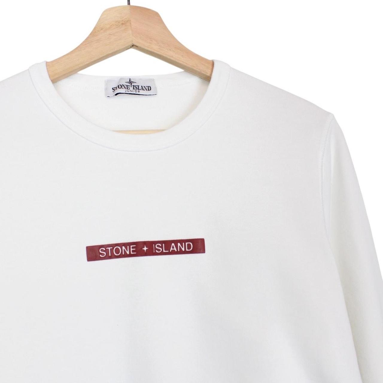 Stone Island Junior SS 2023 White Logo Print Sweatshirt Jumper