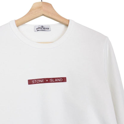 Stone Island Junior SS 2023 White Logo Print Sweatshirt Jumper
