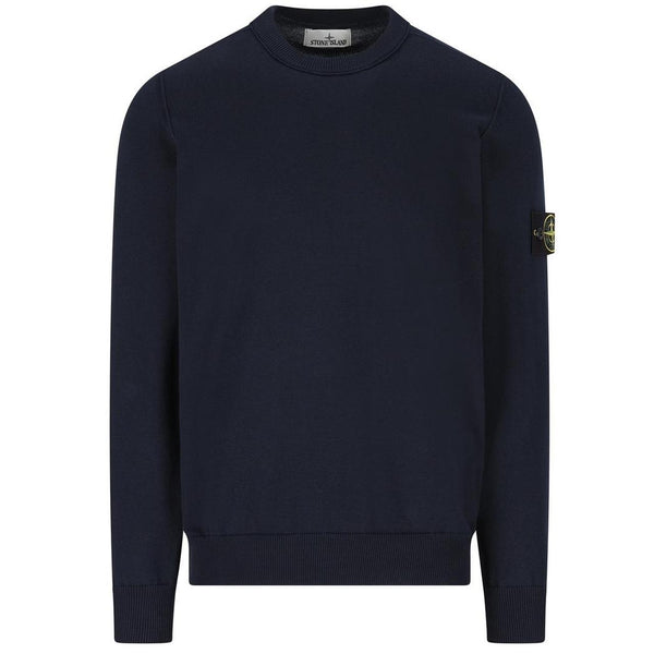 Stone Island SS26 Navy Blue Soft Organic Cotton Knit Jumper