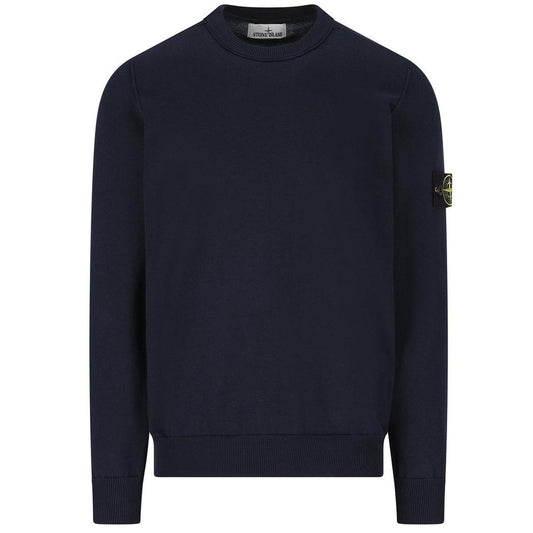 Stone Island SS26 Navy Blue Soft Organic Cotton Knit Jumper