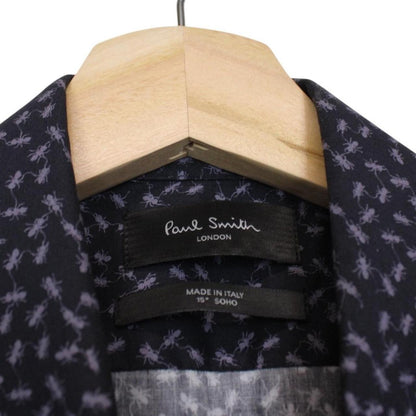 Paul Smith black and grey long sleeve shirt with ant print and cotton material.