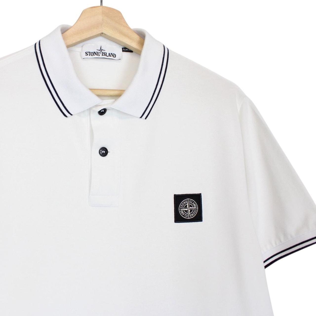 Stone Island White Short Sleeve Compass Cotton Polo Shirt