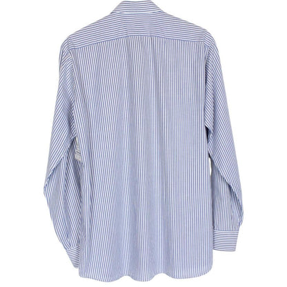Vintage 80s Burberry Blue and White Striped Long Sleeve Cotton Shirt