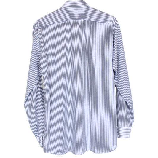 Vintage 80s Burberry Blue and White Striped Long Sleeve Cotton Shirt