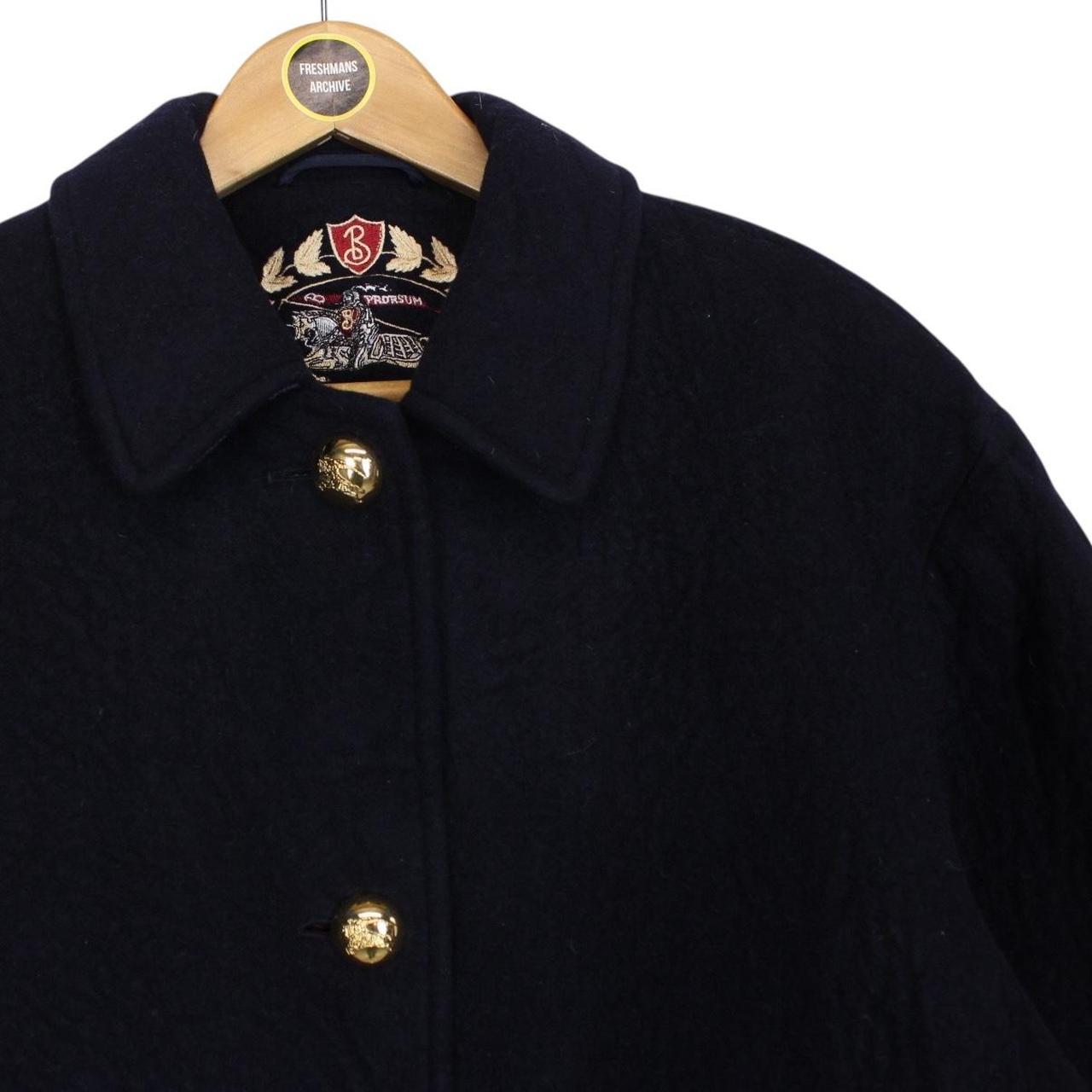 Vintage 90s Burberry Navy Blue Lambswool Coat