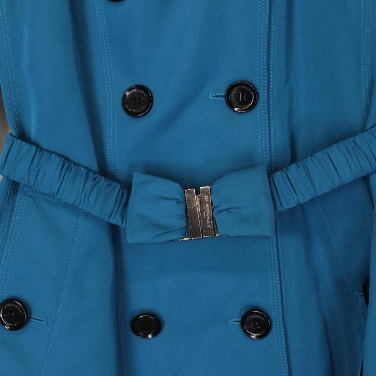 Burberry London Teal Blue Nova Check Double Breasted Belted Trench Coat