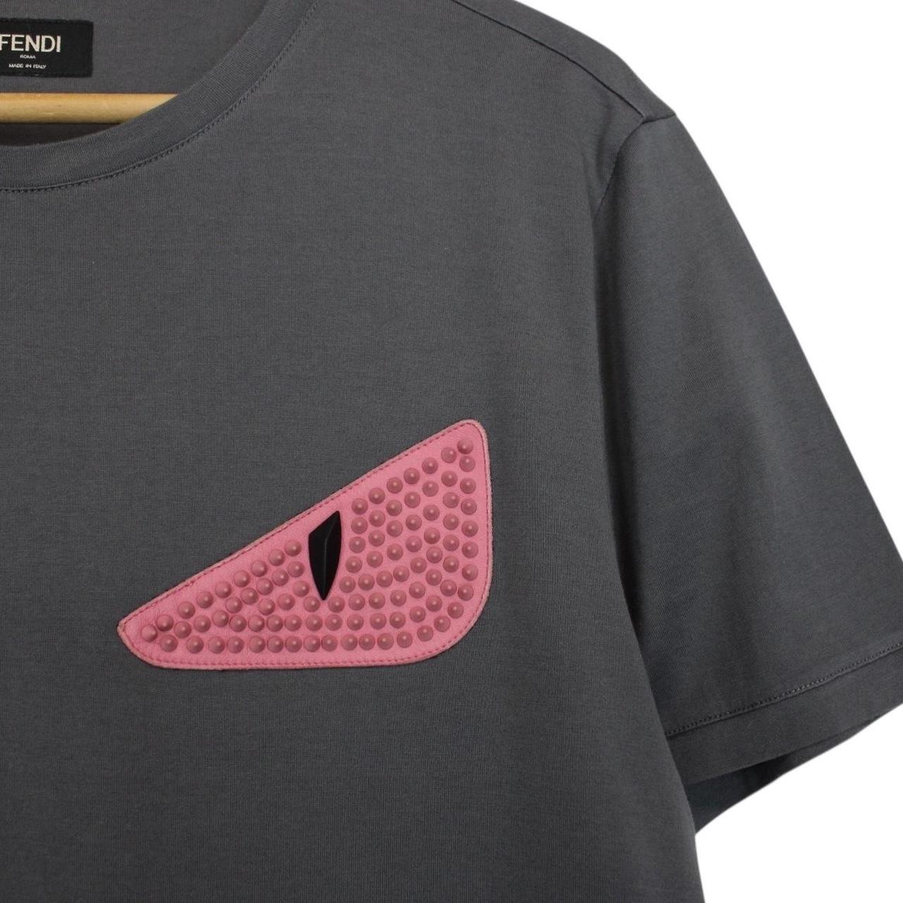 Fendi Dark Grey Bag Bug Eyes Short Sleeve Cotton T-Shirt