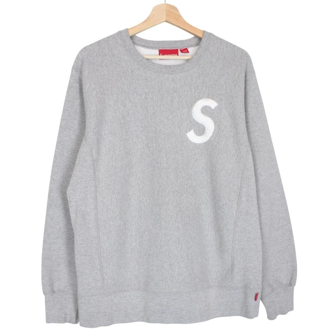 Supreme Grey and White S Logo Cotton Sweatshirt Jumper