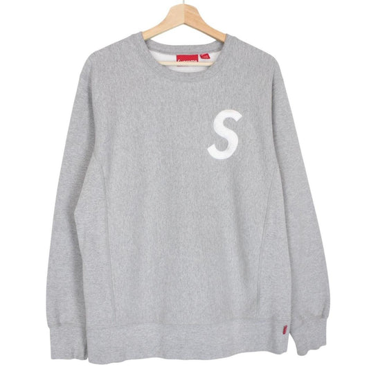 Supreme Grey and White S Logo Cotton Sweatshirt Jumper