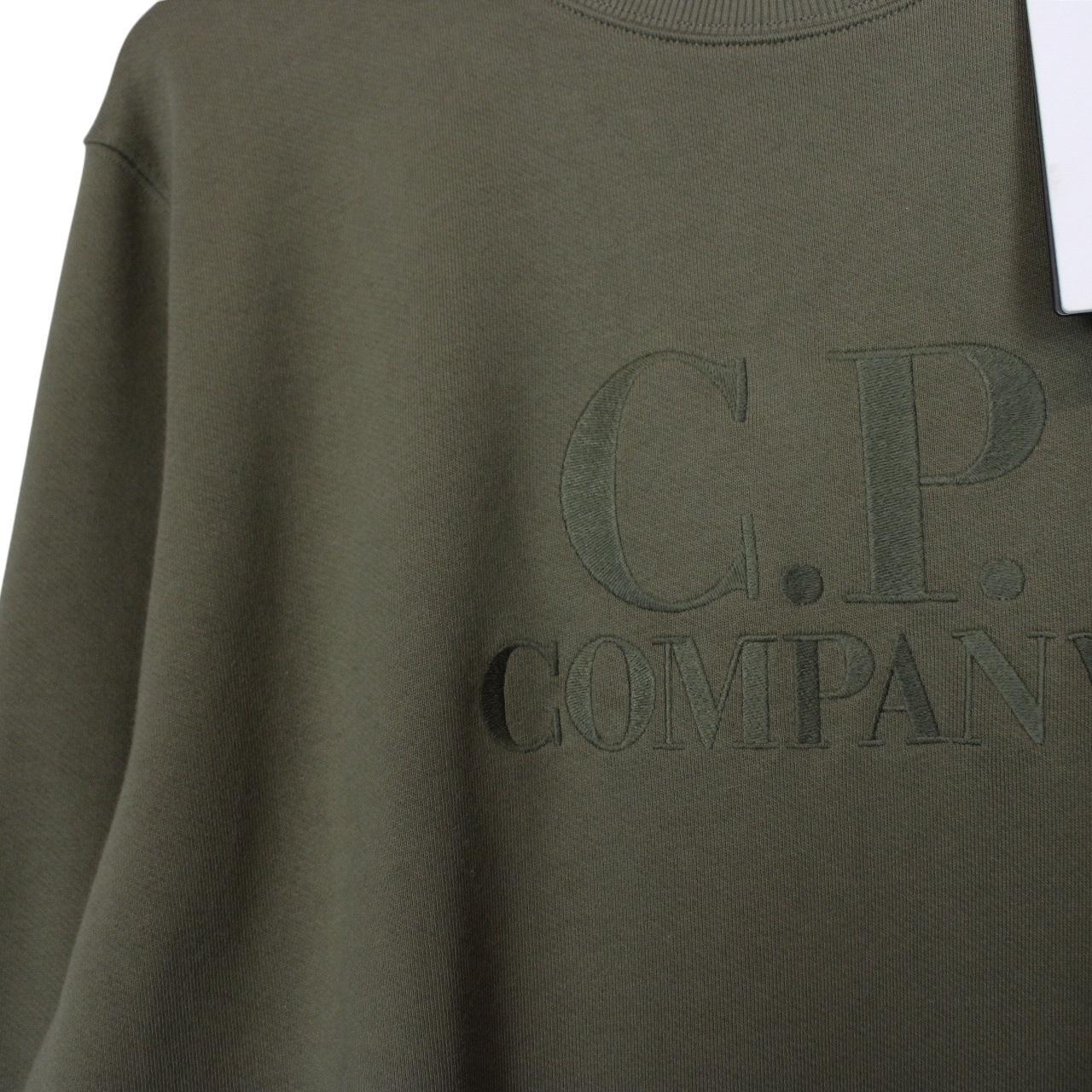 CP Company Black Diagonal Raised Fleece Cotton Logo Sweatshirt