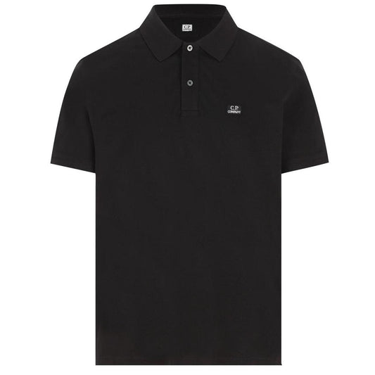 CP Company Black Stretch Cotton Piquet Polo Shirt