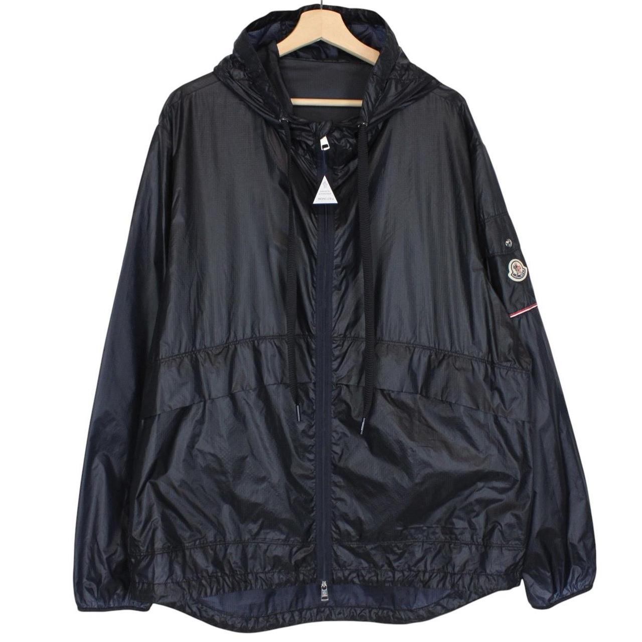 Moncler Ebizo Navy Blue Full Zip Reflective Logo Nylon Windbreaker Jacket