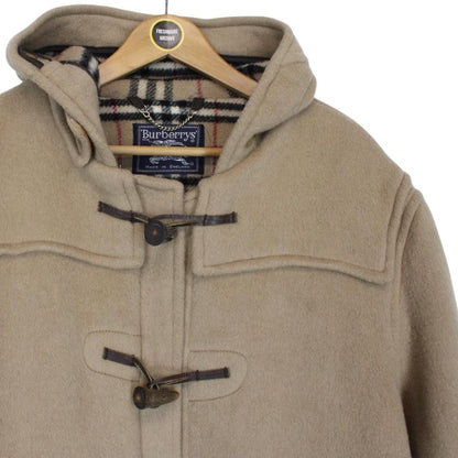 Vintage 90s Burberry Beige Nova Check Wool Duffle Coat