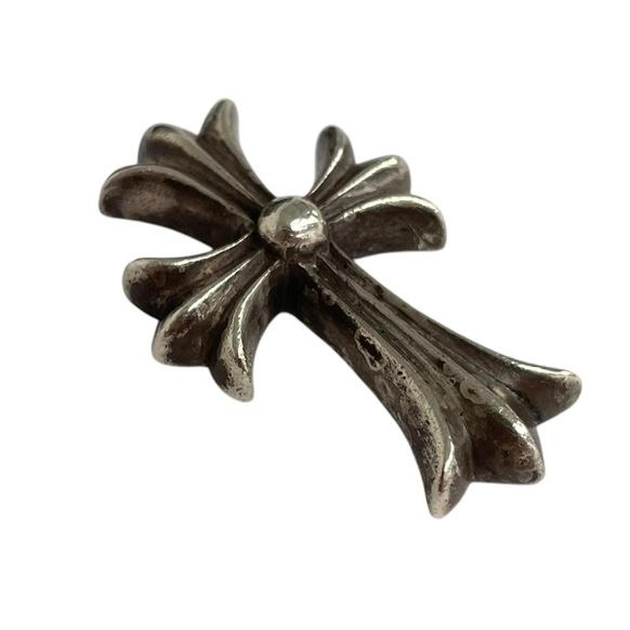 Chrome Hearts silver cross pendant with tarnished finish and vintage 1991 design.
