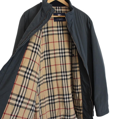 Vintage Burberry London Navy Blue Wool Nova Check Lined Nylon Blend Jacket