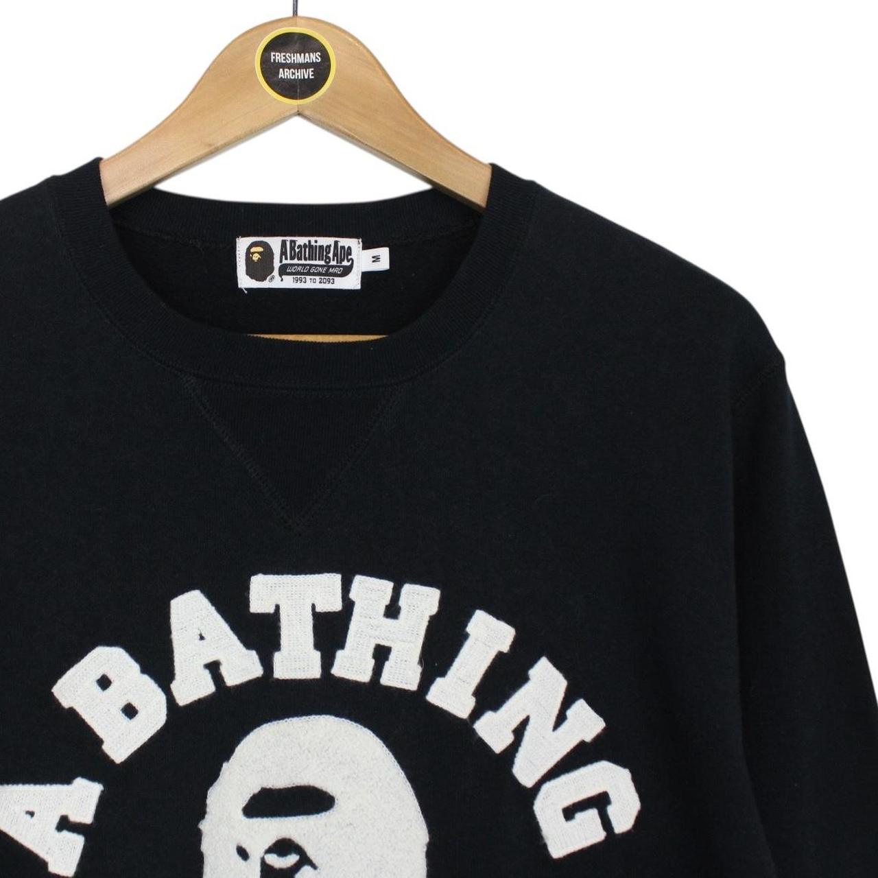 Bape Black and White Crew Neck Logo Print Sweatshirt Jumper
