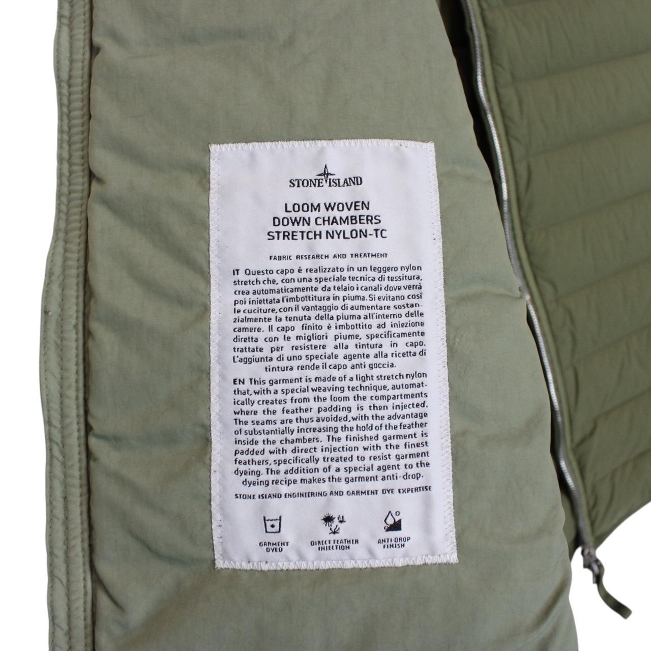 Stone Island SS 2021 Loom Woven Chambers Stretch Nylon TC Green Down Gilet