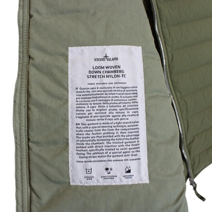 Stone Island SS 2021 Loom Woven Chambers Stretch Nylon TC Green Down Gilet
