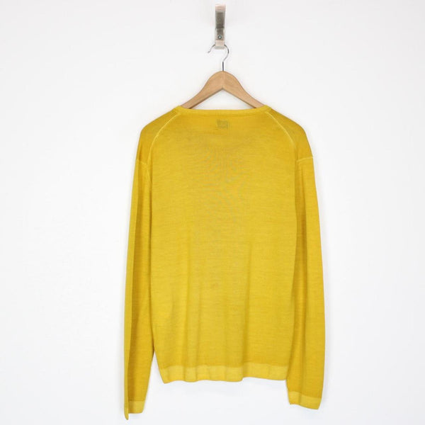 CP Company Mustard Yellow V-Neck Cotton Knit Jumper
