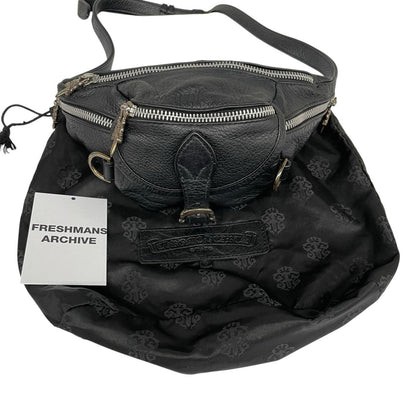 Chrome Hearts black fanny pack grained calfskin with logo detail and original dust bag.