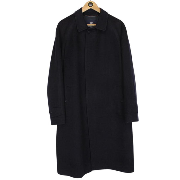 Vintage Burberry London Navy Blue Cashmere Wool Blend Overcoat