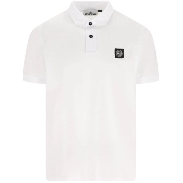 Stone Island White Short Sleeve Slim Fit Organic Cotton Polo Shirt