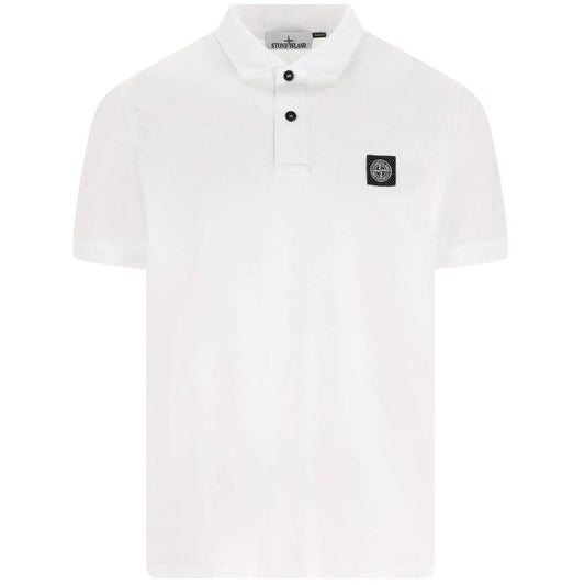 Stone Island White Short Sleeve Slim Fit Organic Cotton Polo Shirt
