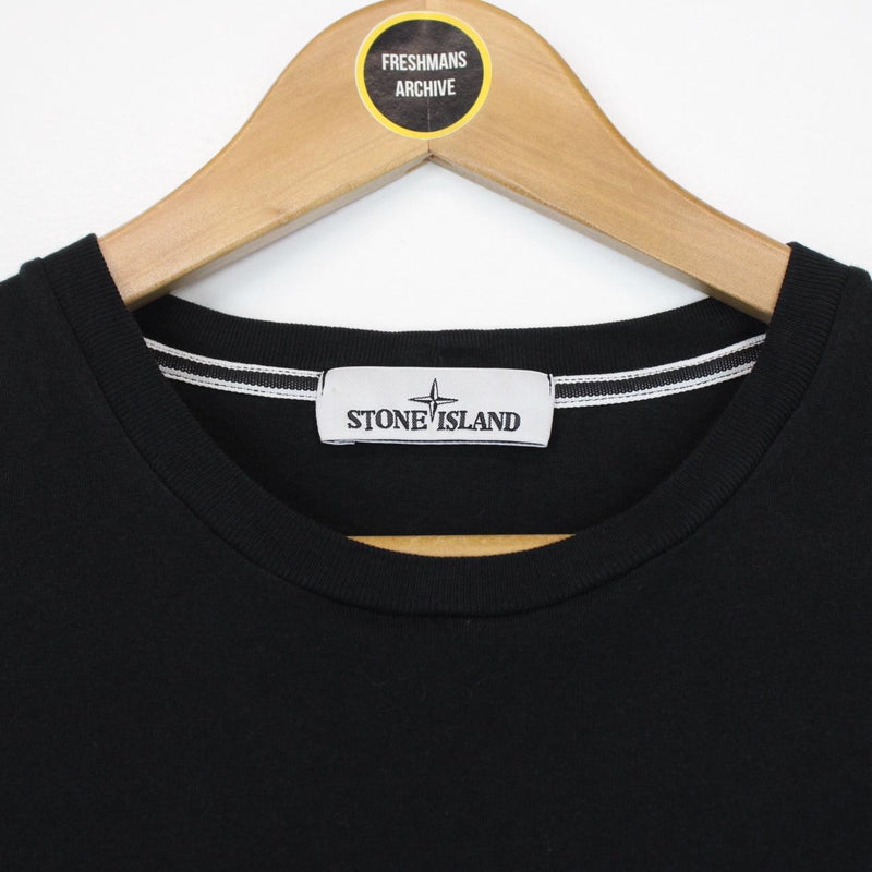 Stone Island SS 2021 Black and White Small Logo Print Short Sleeve T-Shirt