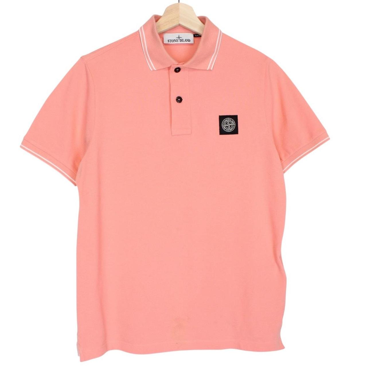 Stone Island AW 2022 Peach Orange Short Sleeve Compass Cotton Polo Shirt