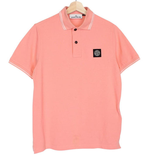 Stone Island AW 2022 Peach Orange Short Sleeve Compass Cotton Polo Shirt