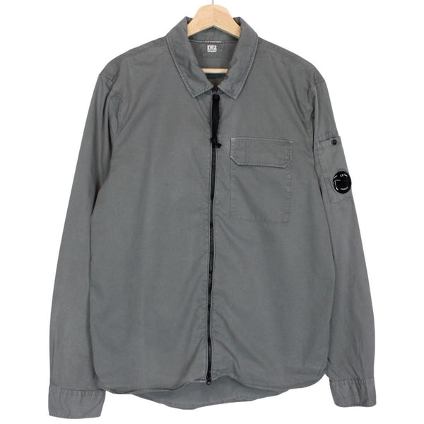 CP Company Grey Full Zip Cotton Lens Overshirt Jacket