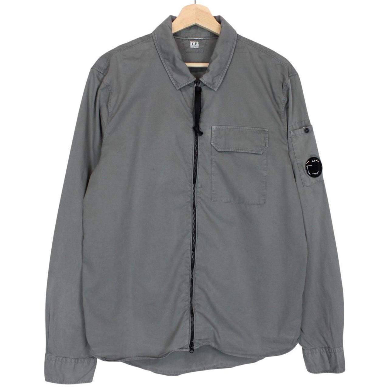 CP Company Grey Full Zip Cotton Lens Overshirt Jacket